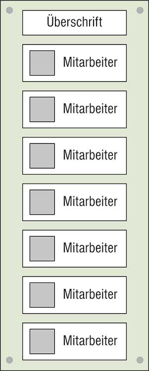 Mitarbeiter-Display - 300 x 750 mm - Überschrift + 7 Mitarbeiter