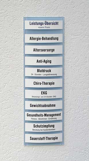 Leistungs-Tafel - 225 x 500 mm - Überschrift + 5 Titel