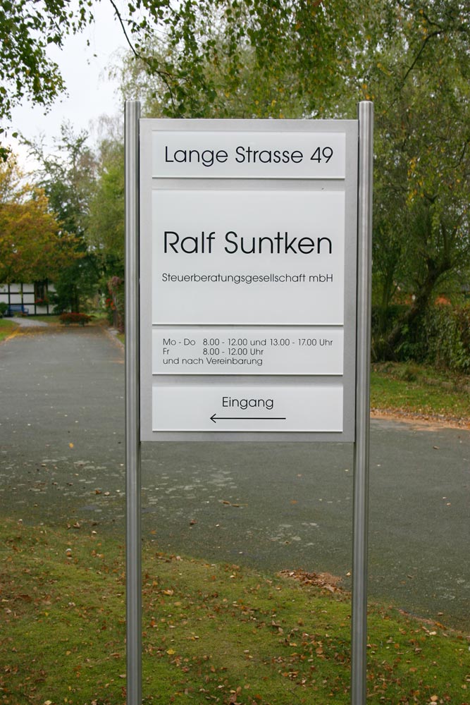 Edelstahl-Schildständer - Typ  ESR-H-V2A-Plexi-Suntken