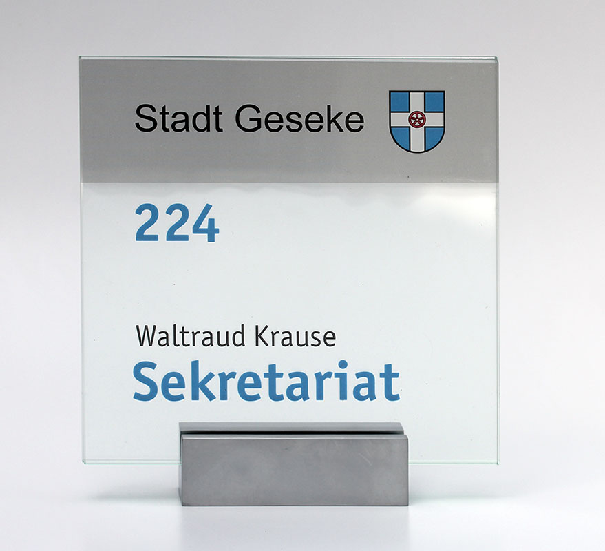 Glas-Türschild MONACO - 148 x 148 mm