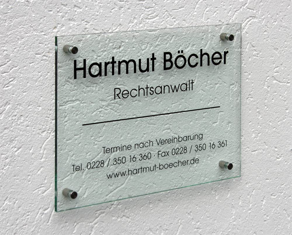 Echtglas-Schild (ESG) - 8 mm Typ Kristallum-klar