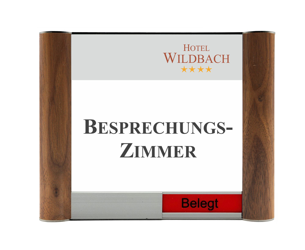 Türschild Westerwald-Nussbaum - 190 x 150 mm (BxH) Frei/Besetzt-Anzeige