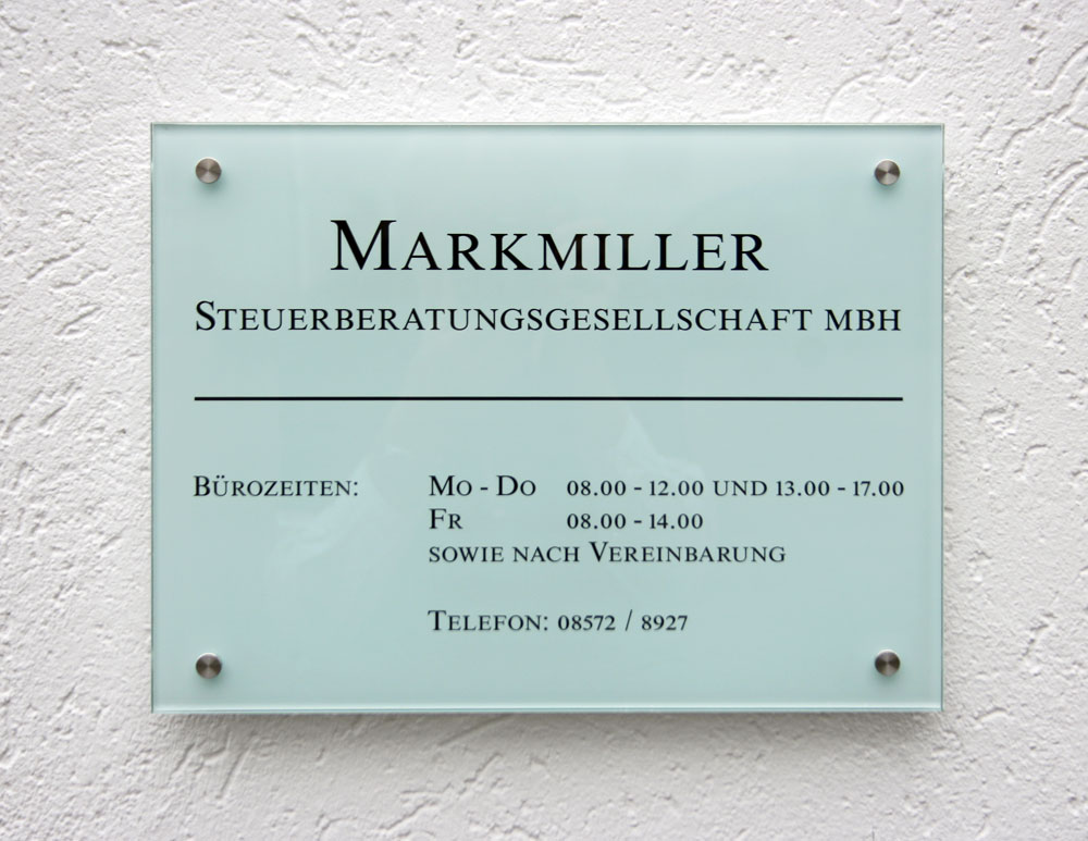 Echtglas-Schild (ESG) - 8 mm Typ Kristallum-weiß