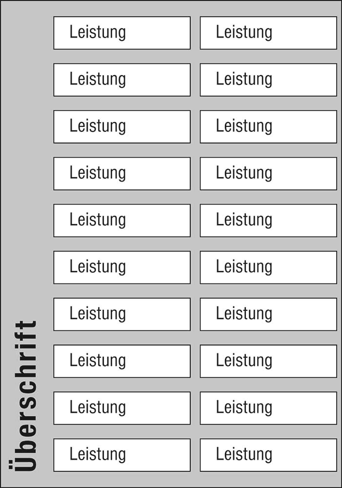 Leistungs-Tafel - 525 x 750 mm - mit 20 Titel