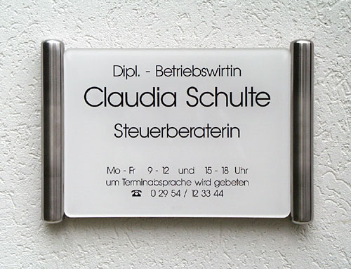 Rundeck Acrylglasschild 8 mm Typ Delta-ESR - auf Edelstahl-Konstruktion
