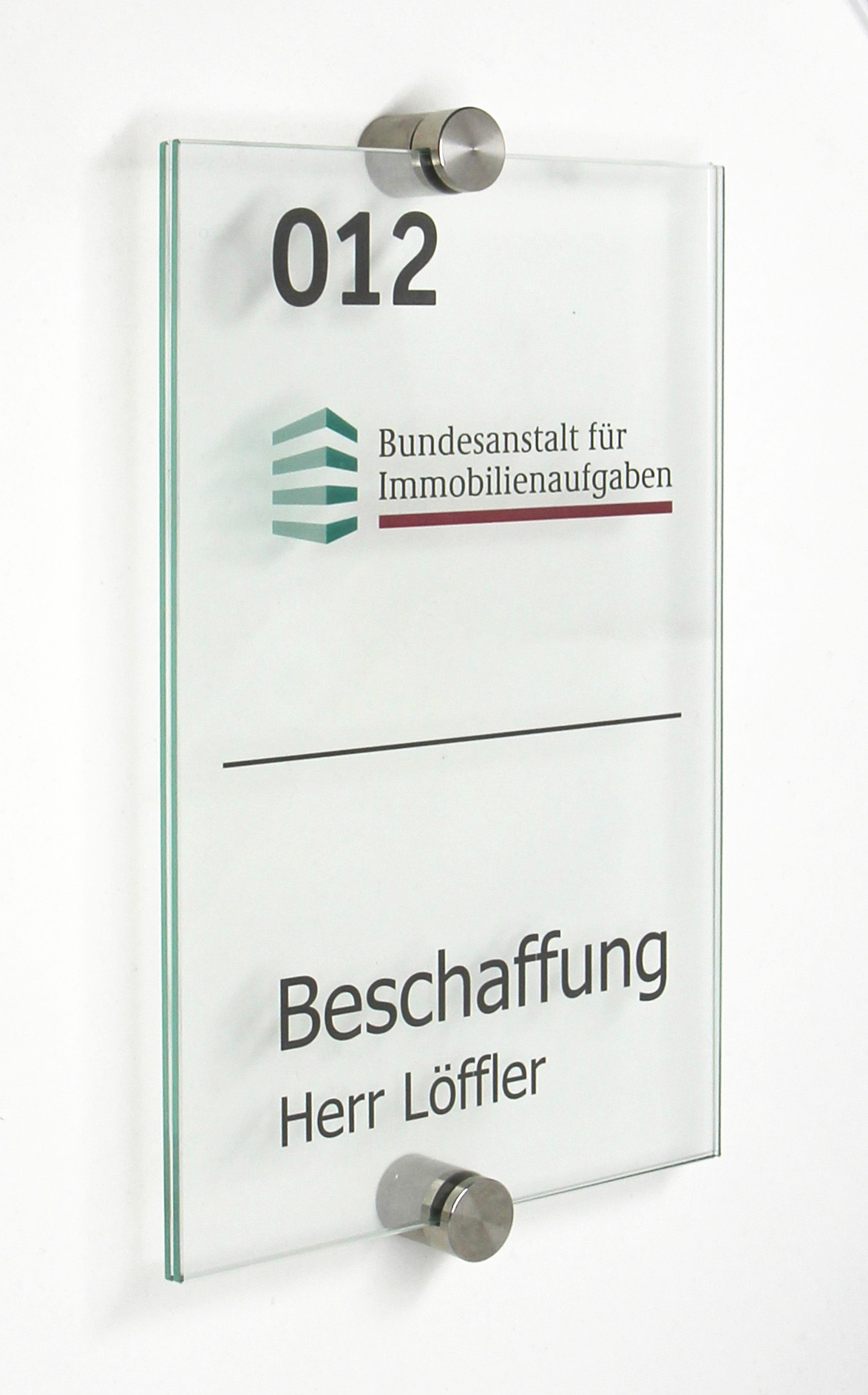 Glas-Türschild INOXO-K - 130 x 200 mm (hoch oder quer)