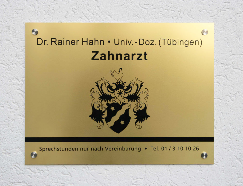 Alu-Schild Typ Alpha - 2 mm messingfarben eloxiert