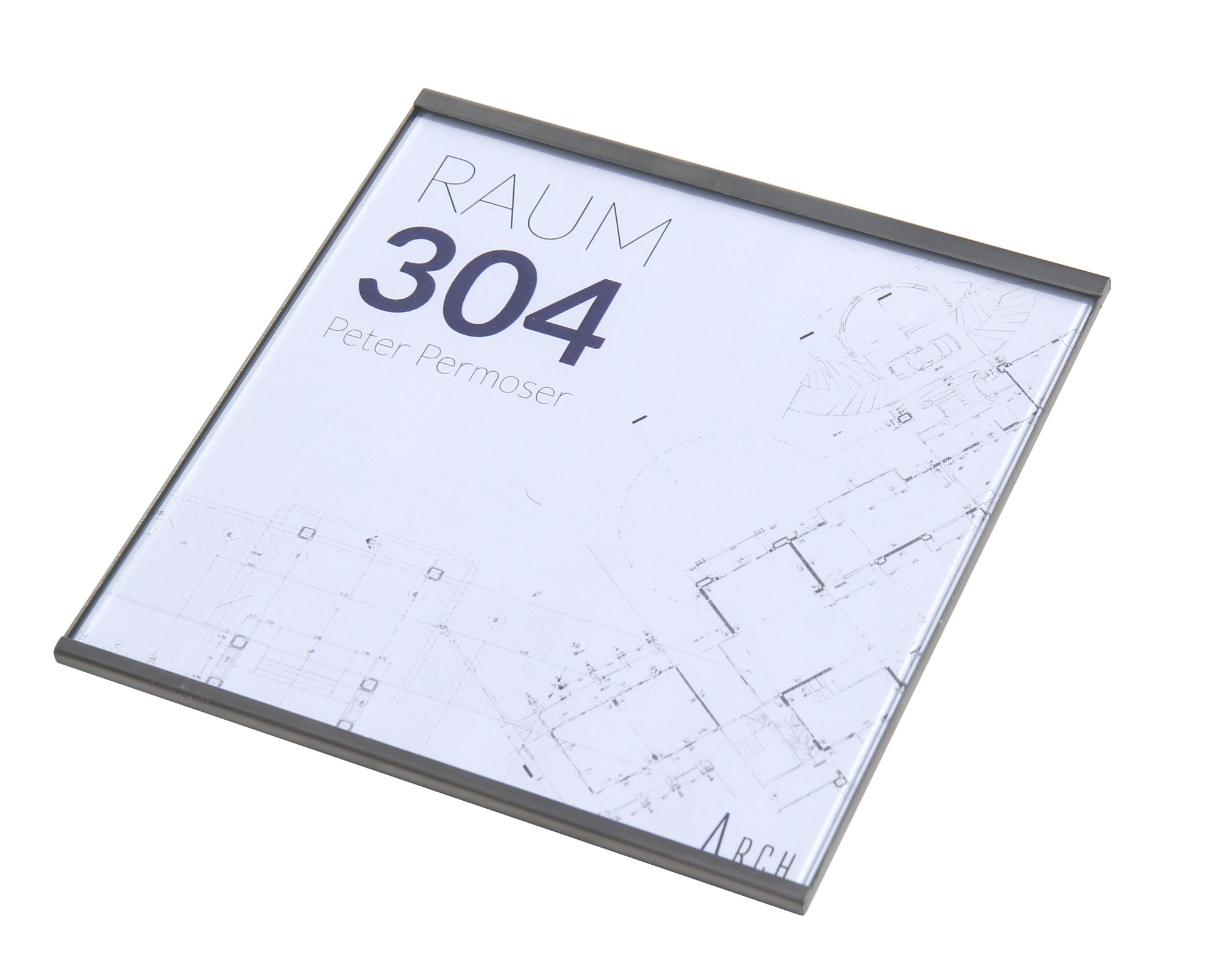 Türschild NIRO.plex - 150,5 x 153,5 mm,