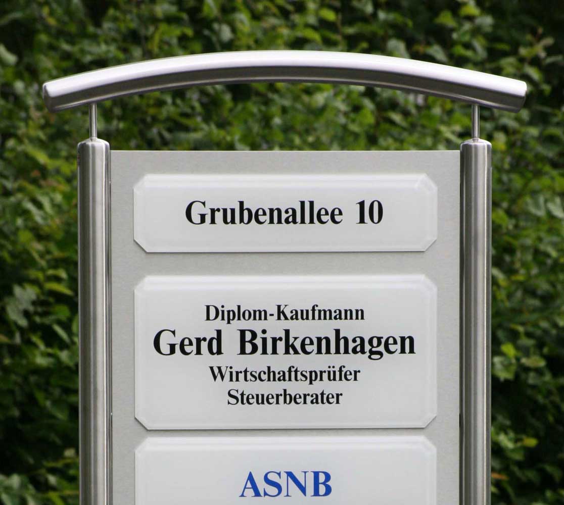 Edelstahl-Schildständer - Typ Halbbogen-V2A-Birkenhagen