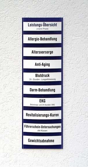 Leistungs-Tafel - 225 x 500 mm - Überschrift + 5 Titel
