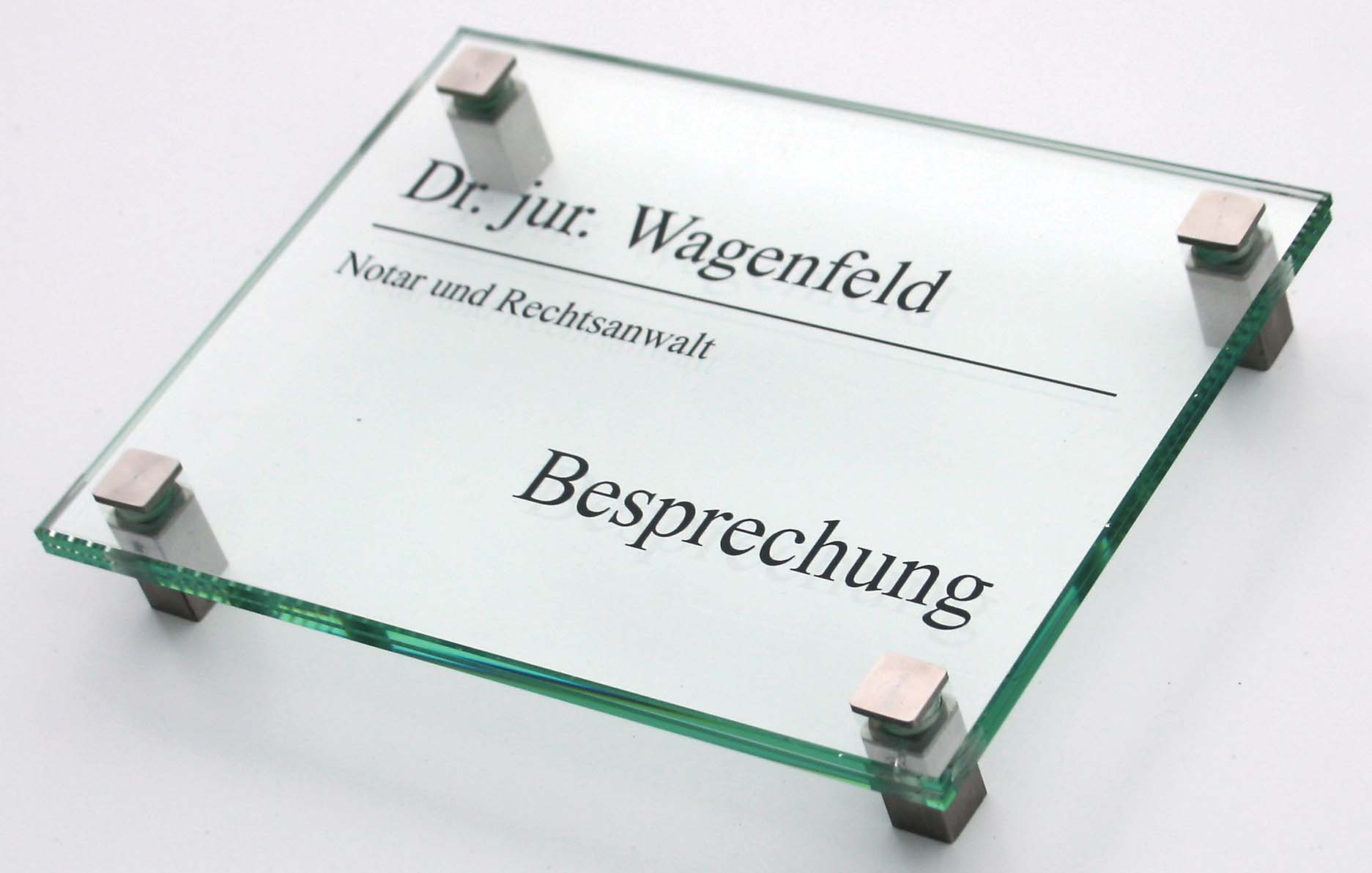 Glas-Türschild INOFIX-Q - 210 x 148 mm A5 (hoch oder quer)