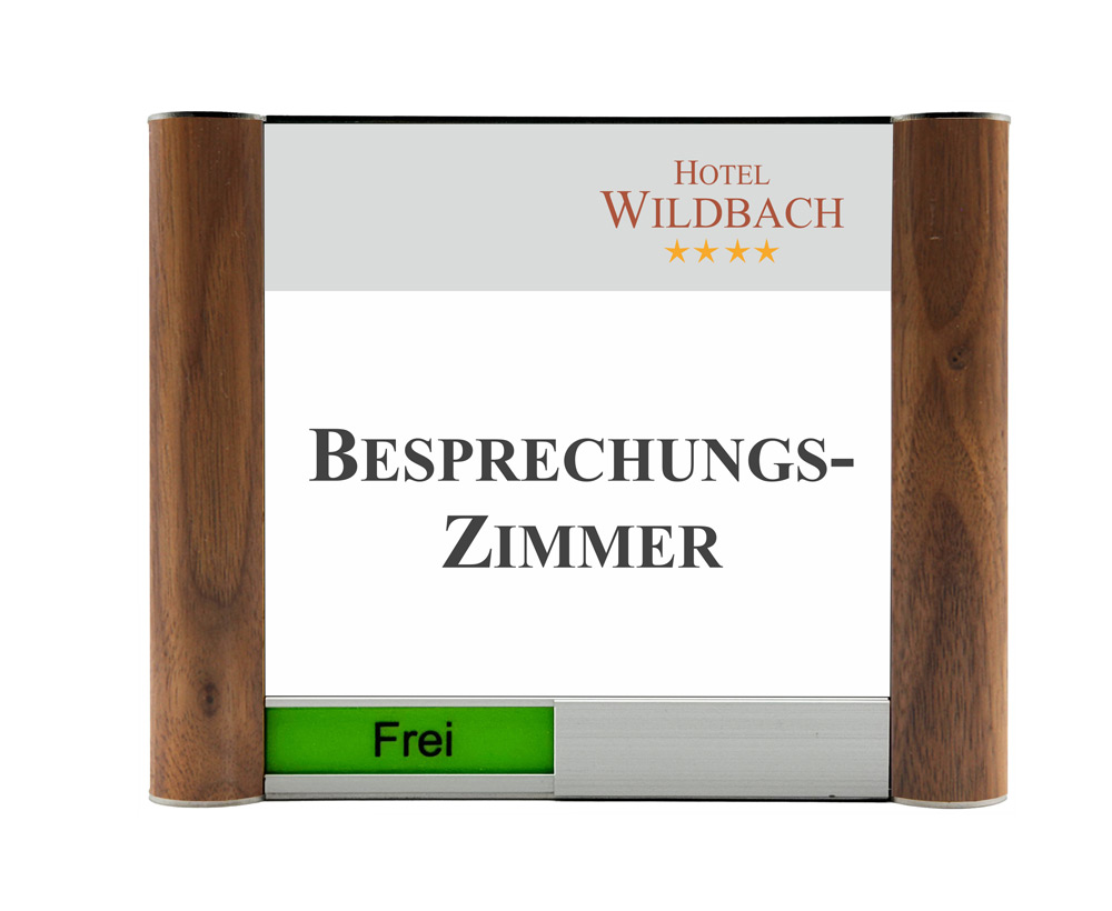 Türschild Westerwald-Nussbaum - 190 x 150 mm (BxH) Frei/Besetzt-Anzeige