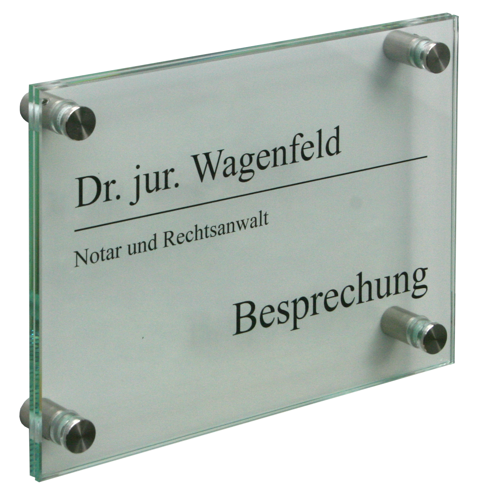 Glas-Türschild KRISTALLUM-R - 210 x 148 mm DIN A5 (hoch oder quer)