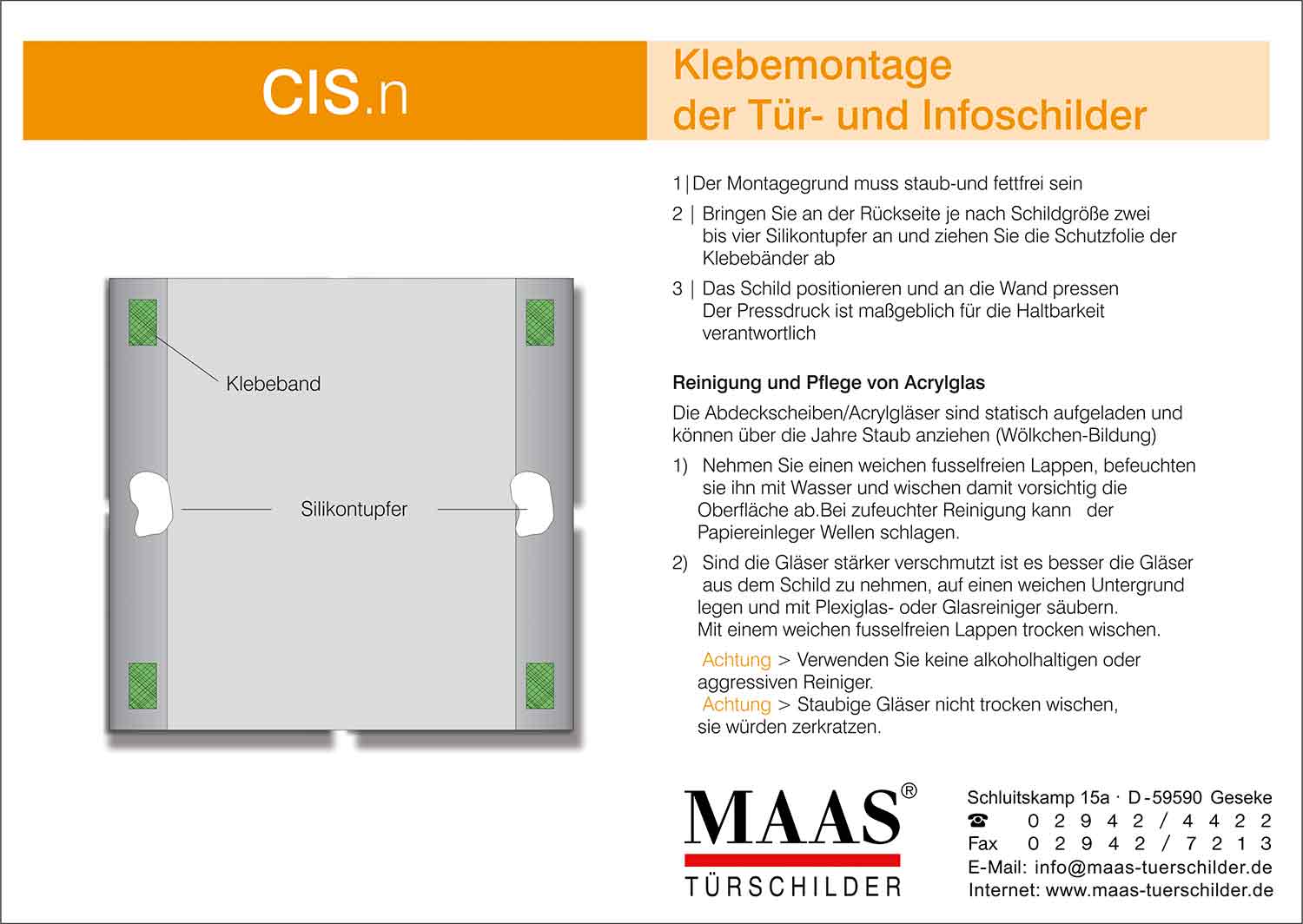 Türschild CIS.n - 163 x 148,5 mm (B x H)